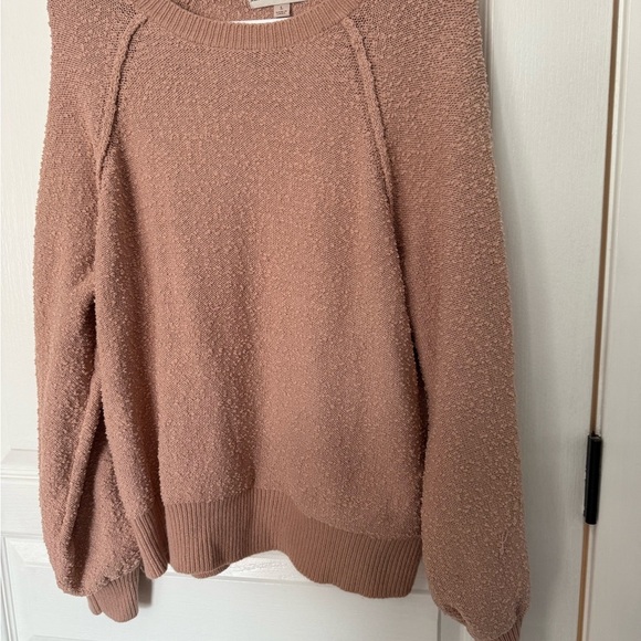 Knox Rose Tan Crew Neck Sweater with Ribbed Details - Picture 2 of 6